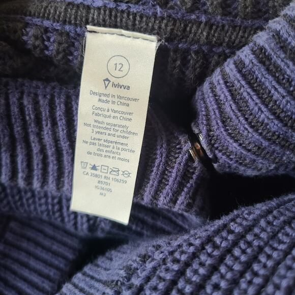 Ivivva by Lululemon Purple Blue Hooded Cardigan Girls Size 12 - Picture 4 of 9